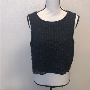 Elle Black Sleeveless Women's XL Crop Top Lined Square Pattern